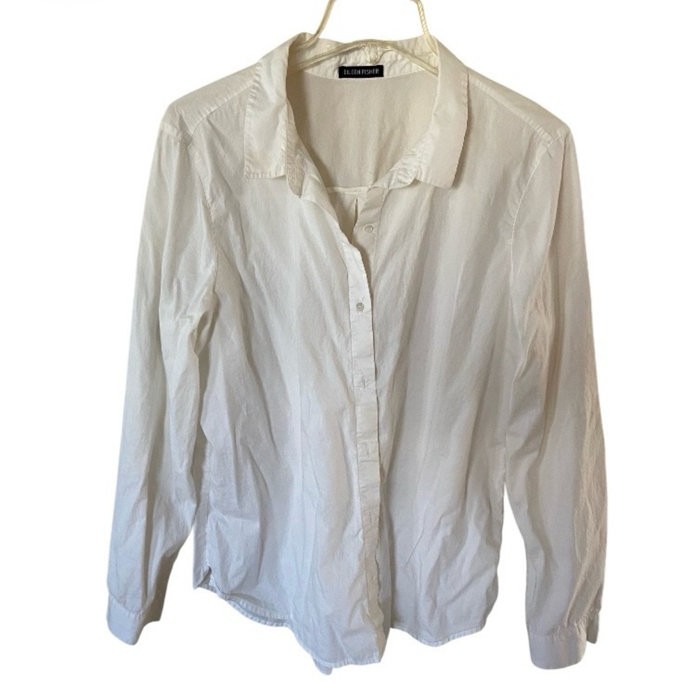 Eileen Fisher White Button-Up Shirt off white size L, Organic Cotton